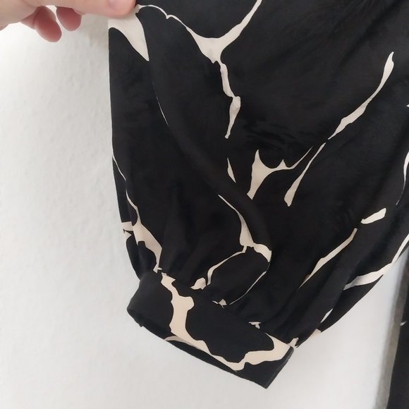 Robert Leonard Vintage Abstract Print 100% Silk 3/4 Puff Sleeve Shift Dress - Picture 6 of 8